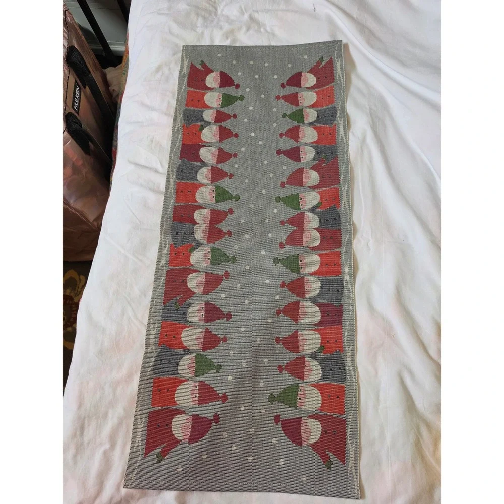 Ekelund‎ Sweden Organic Cotton Table Runner Tomte Gnome Christmas  31x13.5